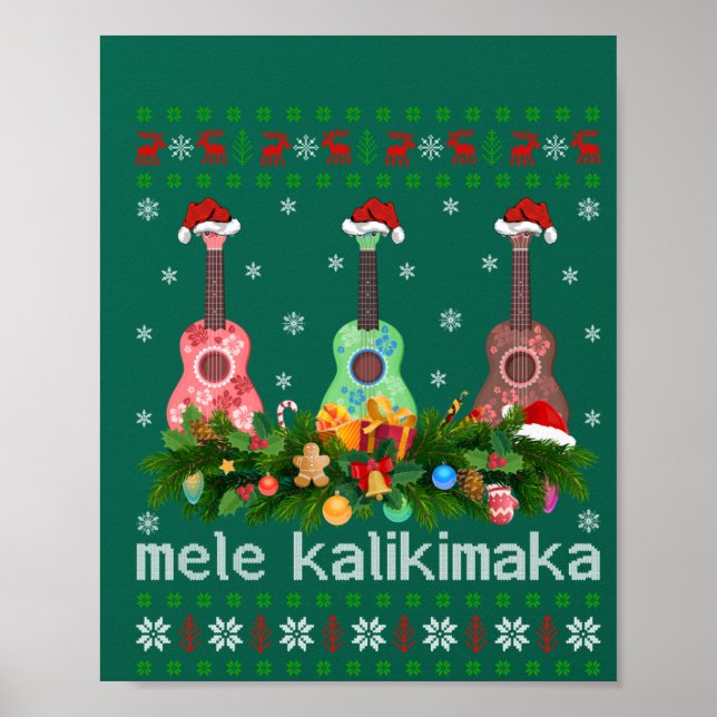 Affiche Mele Kalikimaka Ukulele Guitare Cadeau Ukulele (Devant)