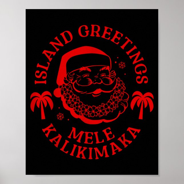Affiche Mele Kalikimaka Vintage Santa Family Hawaiian Chri (Devant)
