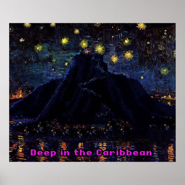 Affiche Melee Starry Night 2 Starry Nuit étoilée sur l'île (Devant)