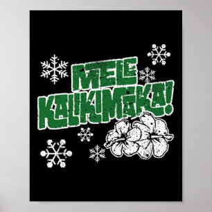 Affiche Melekalikimaka Mele Kaliki Maka Noël hawaïen