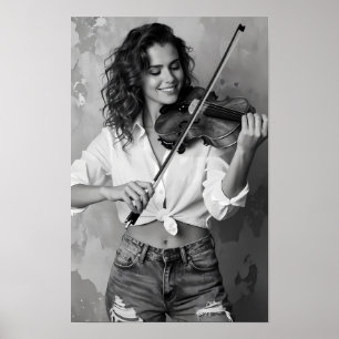 Affiche Mélodie de violon monochrome et toile de grâce