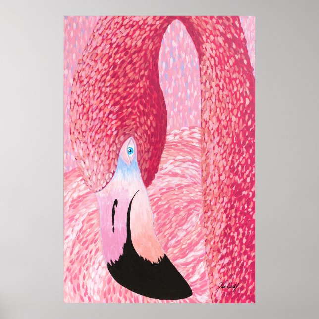 Affiche Melon The Big Head Flamant rose - Par Just Dahl (Devant)
