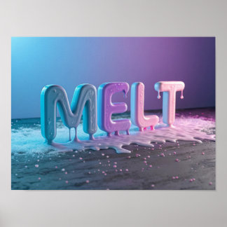 Affiche MELT : Une typographie 3D Abstraite