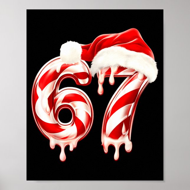 Affiche Melting Candy Cane 67 Christmas Design, Santa Hat  (Devant)
