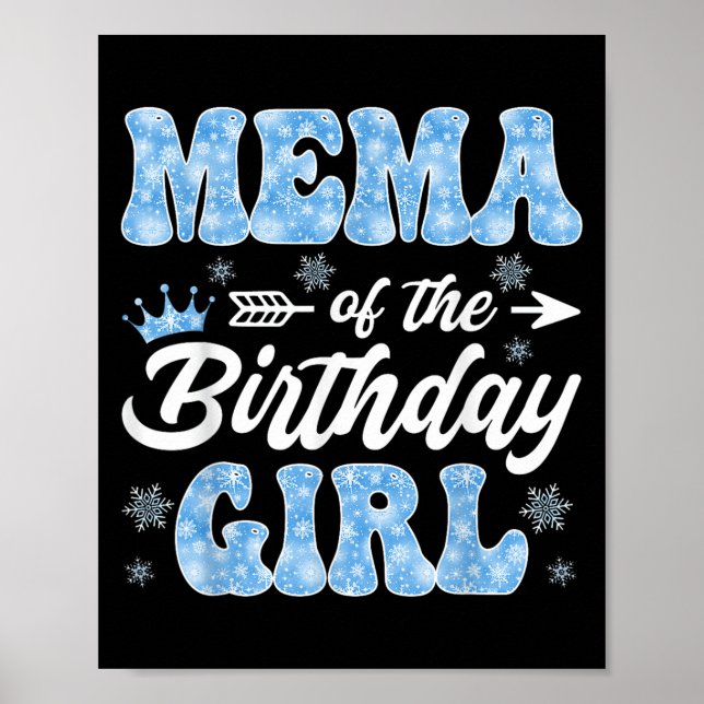 Affiche Mema de la fille d'anniversaire Flocons Hiver Noël (Devant)