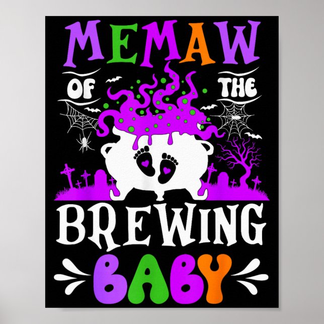 Affiche Memaw Of The Brewing Baby Grandma To Be Halloween  (Devant)