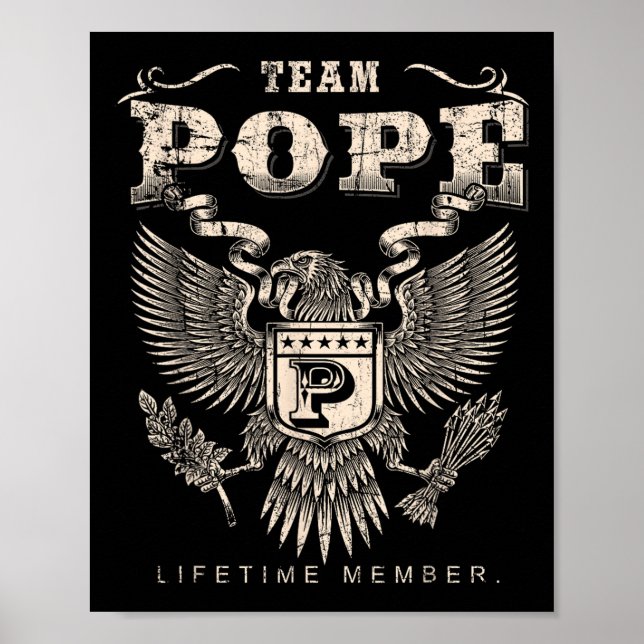 Affiche Membre à vie de l'équipe Pope Nom de famille  (Devant)