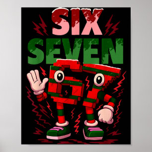 Affiche Meme 6 7 Six Seven Cerveau Pourri Italien Noël Rou