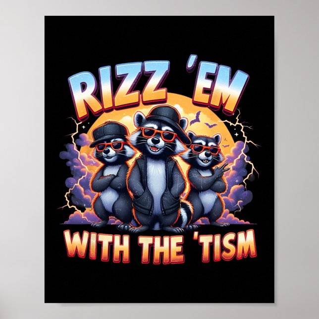 Affiche Mème Autistique Racoon Rizz Em Avec Tism Autism (Devant)