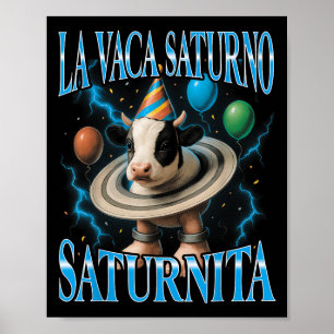 Affiche Mème Brainrot italien La Vaca Saturno Saturnita Bi