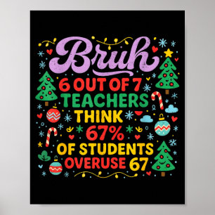 Affiche Mème Bruh 6 sur 7 enseignants 67 pour cent étudian