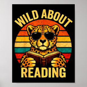 Affiche Mème d'animal drôle fou de lecture guépard livre