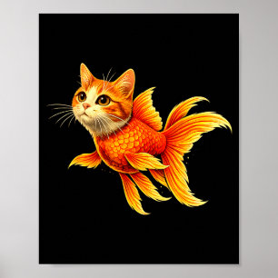 Affiche Mème d'animal mignon hybride de chat poisson rouge