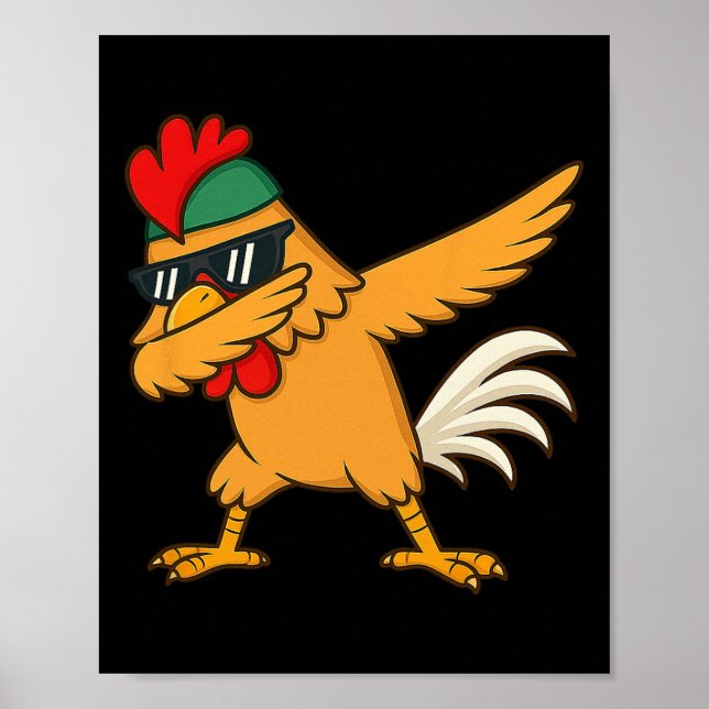 Affiche Mème d'animation de poulet Dab Cadeaux drôles pour (Devant)