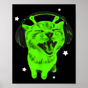 Affiche Mème de chat alien drôle Y2k Rétro Chat idiot Vint