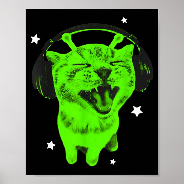 Affiche Mème de chat alien drôle Y2k Rétro Chat idiot Vint (Devant)