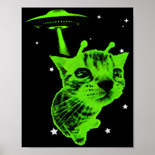 Affiche Mème de chat alien t-shirt graphique vintage ufo y