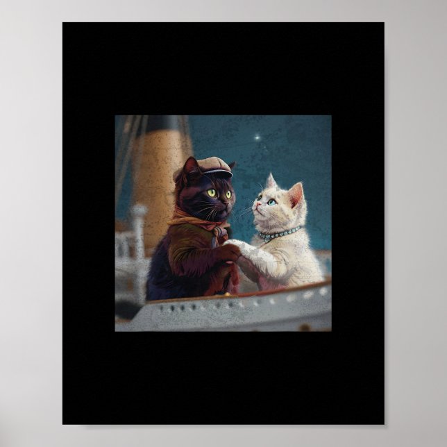 Affiche Mème de chat drôle de film Titanic Rms Bateau de c (Devant)