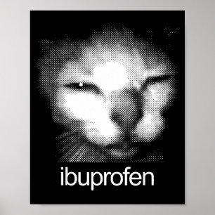 Affiche Mème de chat drôle ibuprofène Rétro visage de chat
