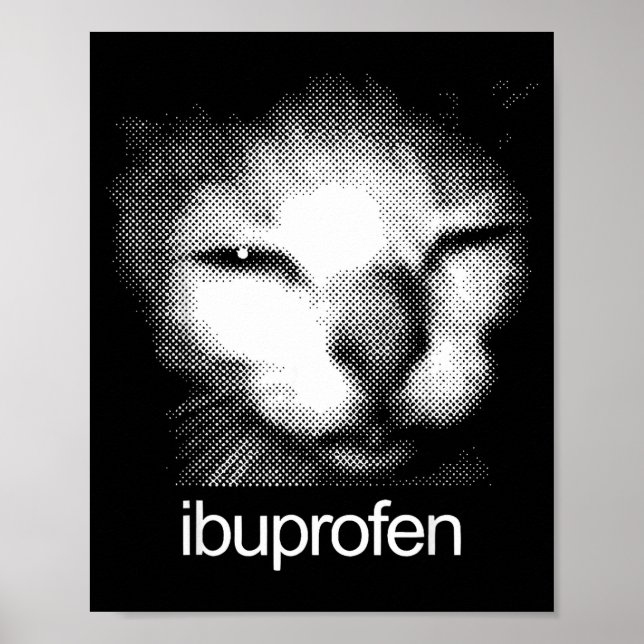 Affiche Mème de chat drôle ibuprofène Rétro visage de chat (Devant)