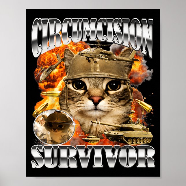 Affiche Mème de chat survivant de circoncision Bootleg Drô (Devant)