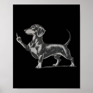 Affiche Mème de chien teckel noir impoli drôle doigt d'hon