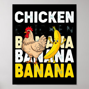 Affiche Mème de danse de poulet banane drôle pour enfants