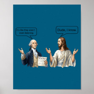 Affiche Mème de discussion entre George Washington et Jésu