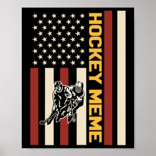 Affiche Mème de hockey Joueur de hockey Drapeau américain