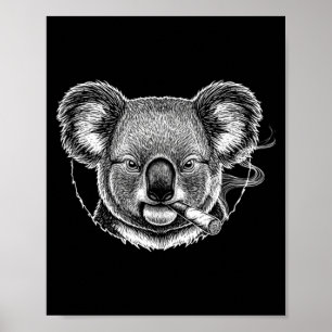 Affiche Mème de koala qui fume drôle Design de fumeur vint