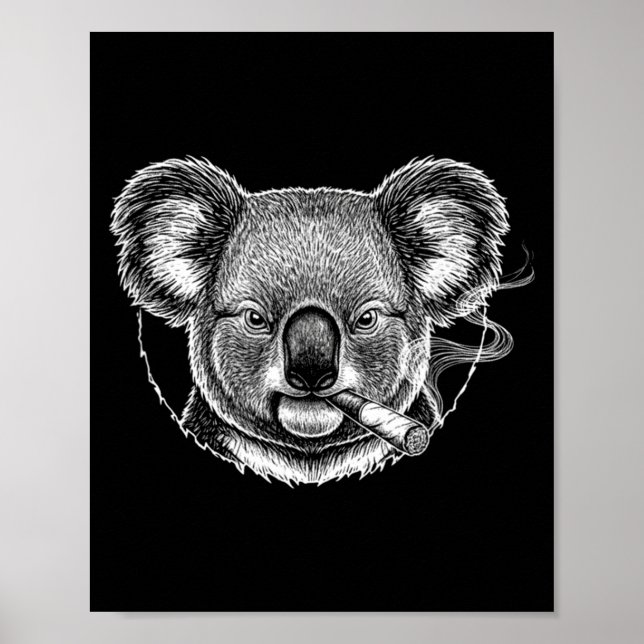 Affiche Mème de koala qui fume drôle Design de fumeur vint (Devant)