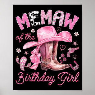 Affiche Mémé de la fille d'anniversaire cowgirl western ro