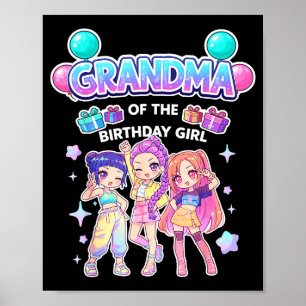Affiche Mémé de la fille d'anniversaire mignonne chibi drô