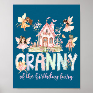 Affiche Mémé de la fille de la fée d'anniversaire famille