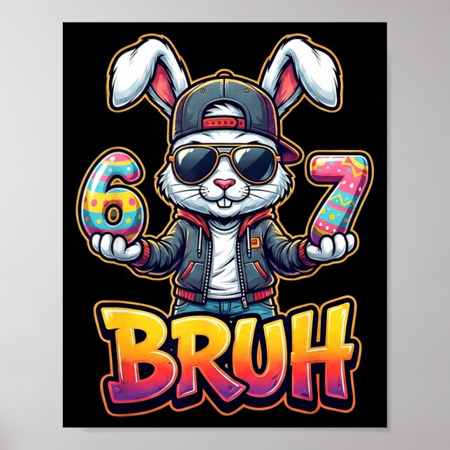 Affiche Mème de lapin de Pâques Bruh – Drôles de 6 7 œufs  (Devant)