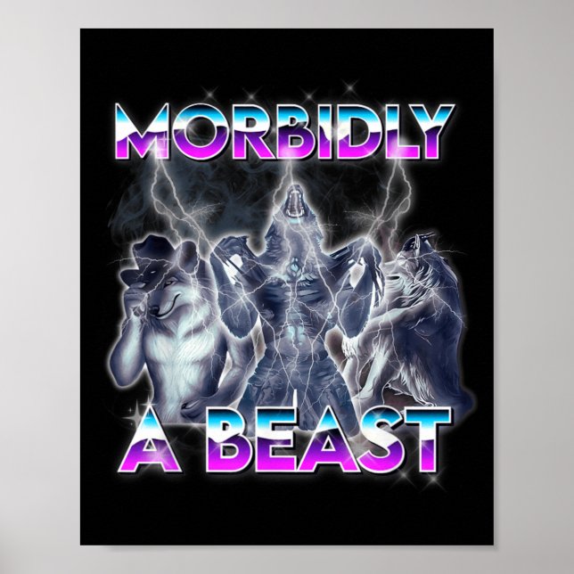 Affiche Mème de loup alpha drôle morbide une bête (Devant)