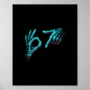 Affiche Mème de main de squelette drôle 67 Gen Alpha Hallo
