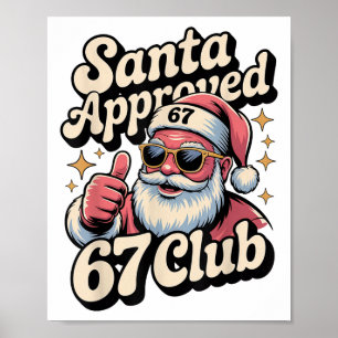 Affiche Mème de Noël drôle 67 - Rétro Santa approuvé 67 