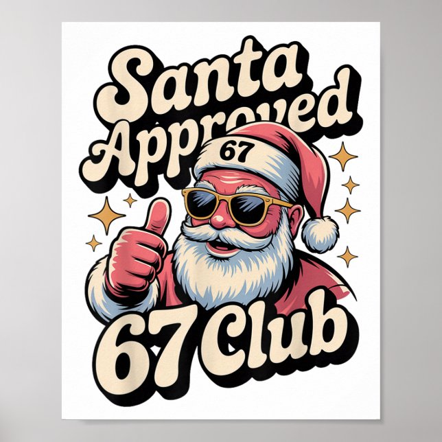 Affiche Mème de Noël drôle 67 - Rétro Santa approuvé 67  (Devant)