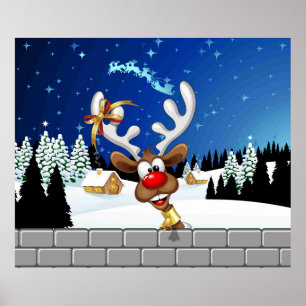 Affiche Mème de Noël drôle de renne qui regarde par-dessus
