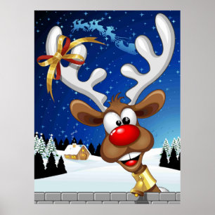 Affiche Mème de Noël drôle de renne qui regarde par-dessus