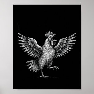Affiche Mème de poulet Caquètement Citations drôles Humour