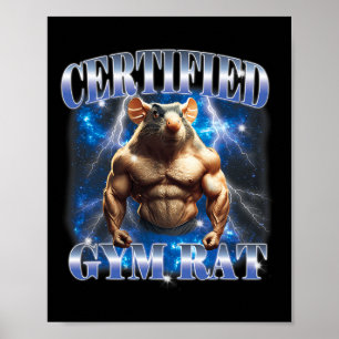 Affiche Mème de rat de gym certifié Fitness Bodybuilding A