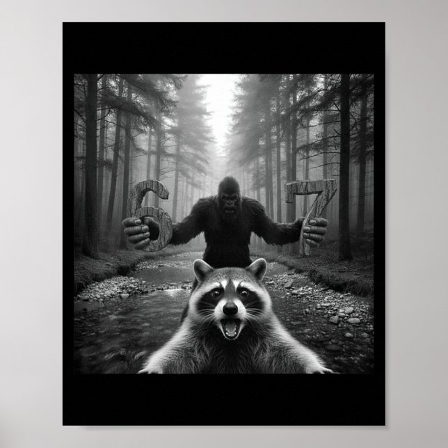 Affiche Mème de selfie de raton laveur drôle avec Bigfoot  (Devant)