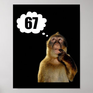Affiche Mème de singe drôle qui pense Six Sept 6 7 Mème