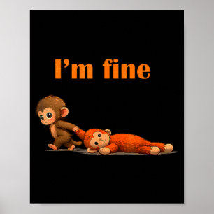 Affiche Mème de singe qui frappe en câlinant une peluche