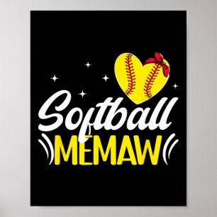 Affiche Mémé de softball cœur grand-mère Mémé d'un joueur