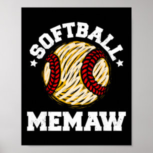 Affiche Mémé de softball en détresse vintage drôle grand-m