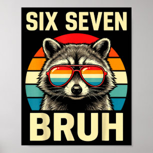 Affiche Mème de Sungles de Raton Laveur Bruh Six Sept Rétr