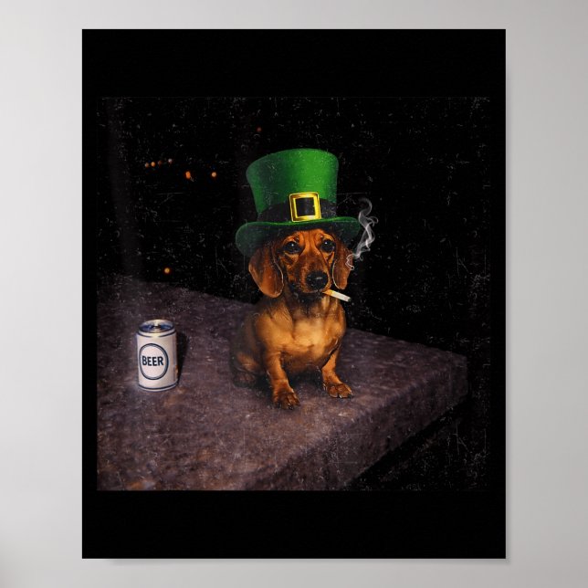 Affiche Mème de teckel fumeur drôle mème de chien gen z (Devant)